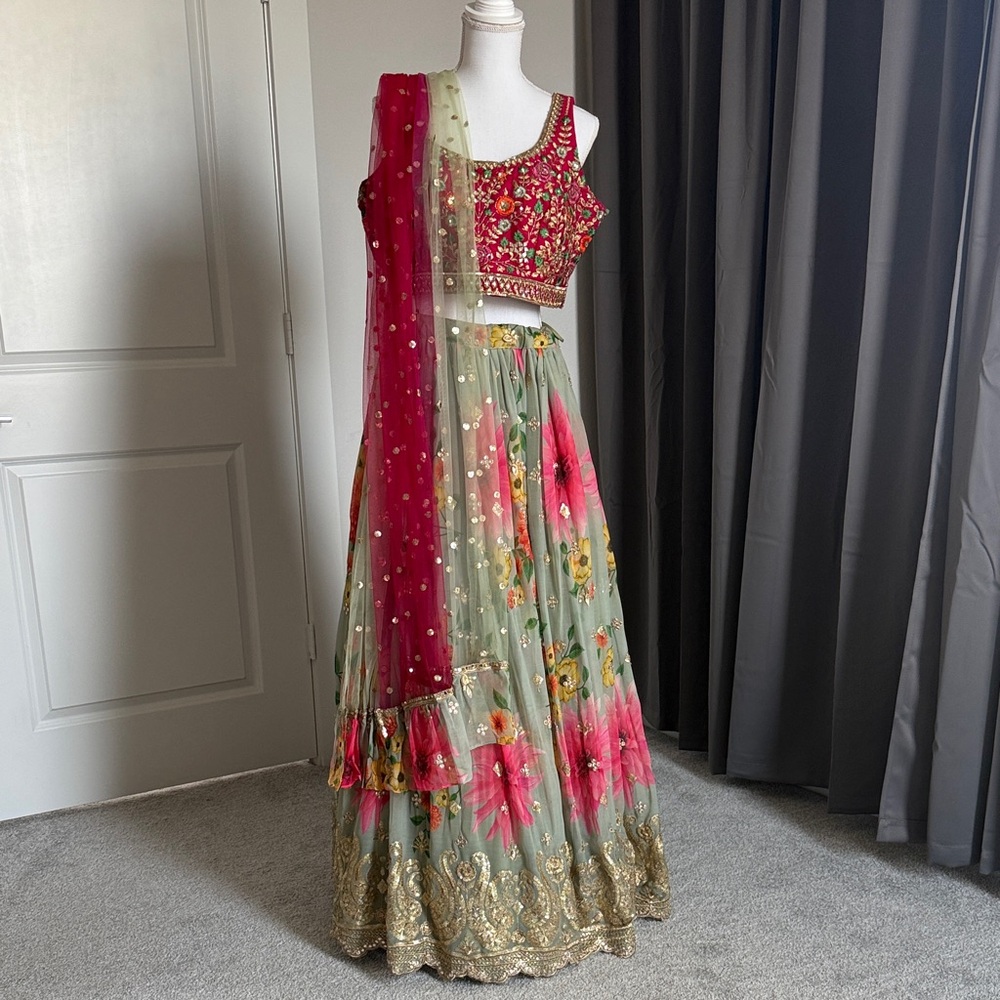 Floral Embroidered Lehenga Choli with Dupatta